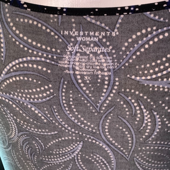 Investments plus size 3X  black blue soft casual - Picture 4 of 5